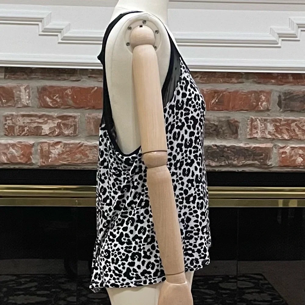 René Rofé Sleepwear black and white leopard print top / L / Excellent co… - Picture 4 of 11